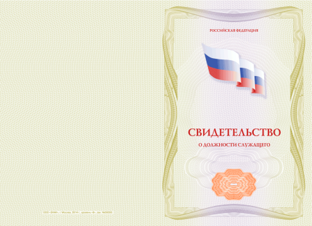 Свидетельство о должности служащего, без твёрдой обложки (установленный образец)